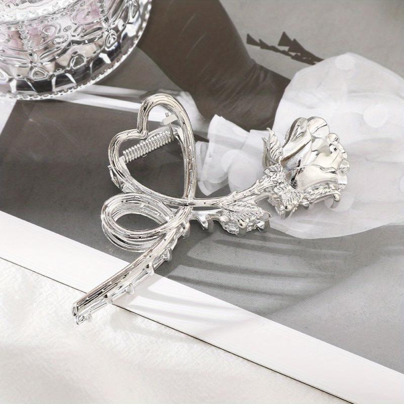 Vintage Metal Rose Flower Hair Claw Back Head Hair Claw Shark Claw Hair Accessor