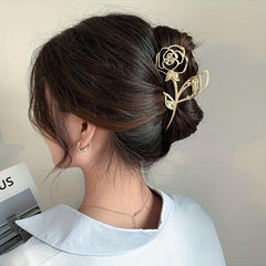 Vintage Metal Rose Flower Hair Claw Back Head Hair Claw Shark Claw Hair Accessor