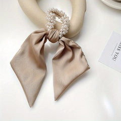 Faux Pearl Hair Tie Elastic Scrunchie Ponytail Holder Head Jewelry