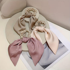 Faux Pearl Hair Tie Elastic Scrunchie Ponytail Holder Head Jewelry