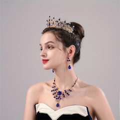 Alloy Crystal Headband Necklace Earrings Set