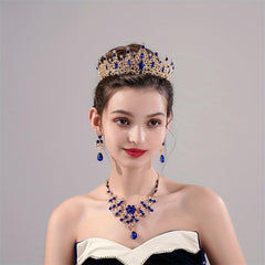 Alloy Crystal Headband Necklace Earrings Set