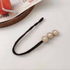 Rhinestone Hair Bun Maker with Pearl and Flower Hair Styling Tool