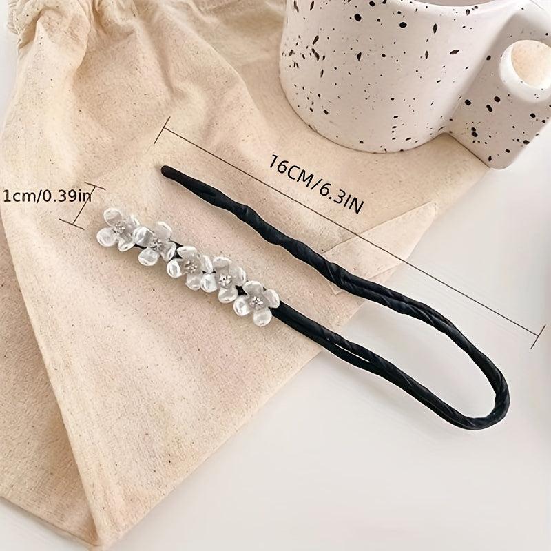 Rhinestone Hair Bun Maker with Pearl and Flower Hair Styling Tool