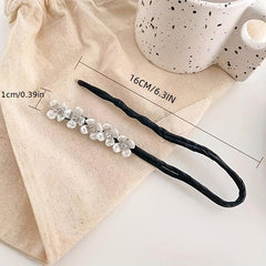 Rhinestone Hair Bun Maker with Pearl and Flower Hair Styling Tool