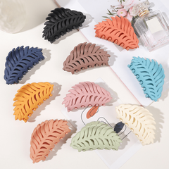 Colorful Frosted Leaves Hair Clip for Women Hollow Leaf Hair Claw