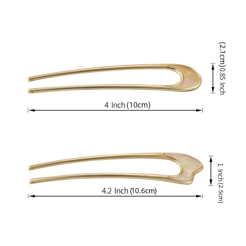 2PCS Vintage U Shaped Hair Pins French Chignon Hair Stick for Women
