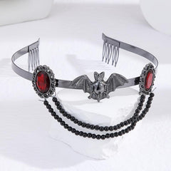 Red Rhinestone Tiara Headband for Halloween Cosplay