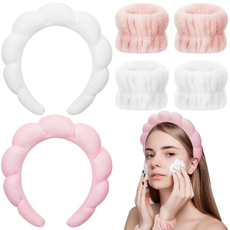 Spa Headband And Wristbands Set Towel Cloth Hairband for Women Girls