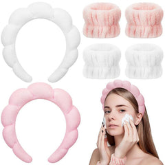 Spa Headband And Wristbands Set Towel Cloth Hairband for Women Girls