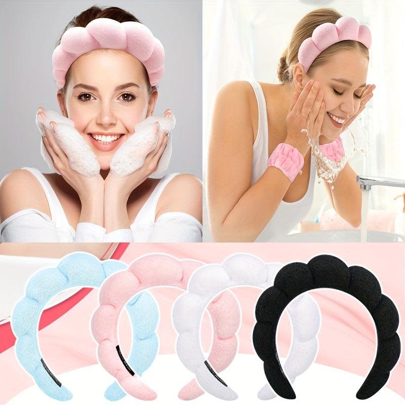 Spa Headband And Wristbands Set Towel Cloth Hairband for Women Girls