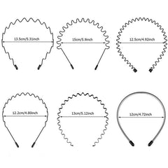 6pcs Wavy Nonslip Hair Band Set Metal Headband Sports Sweatband Hair Accessories