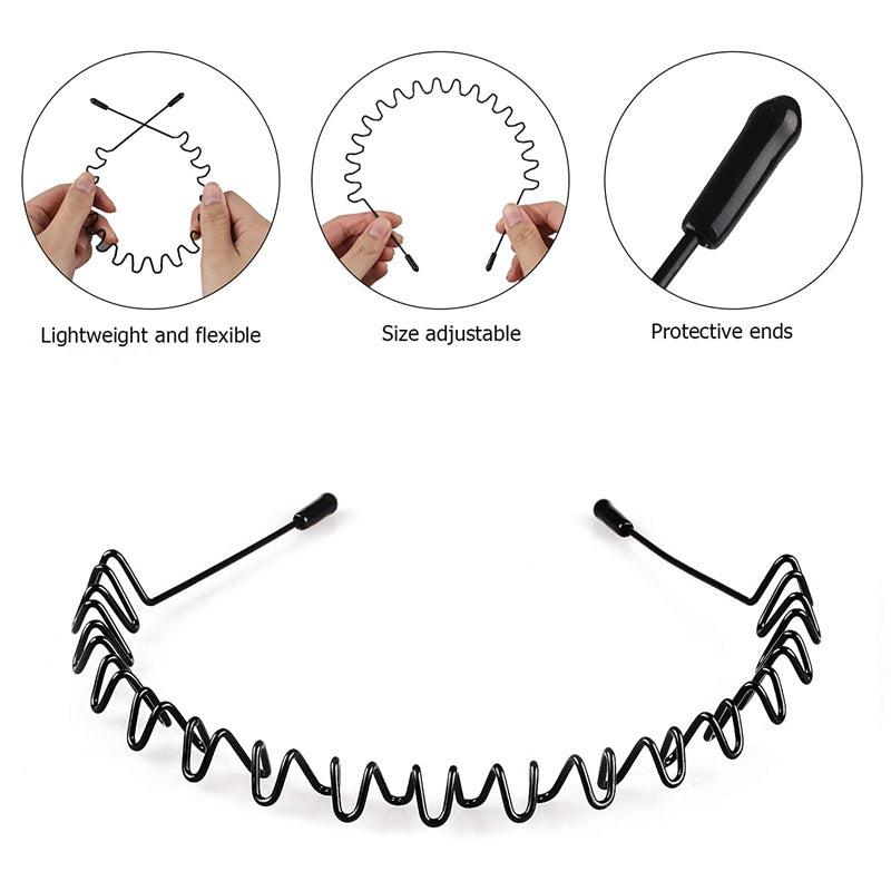 6pcs Wavy Nonslip Hair Band Set Metal Headband Sports Sweatband Hair Accessories