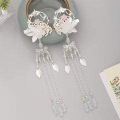 Flower Leaf Pearls Hairpins Tassel Hanfu Dress Hairclip