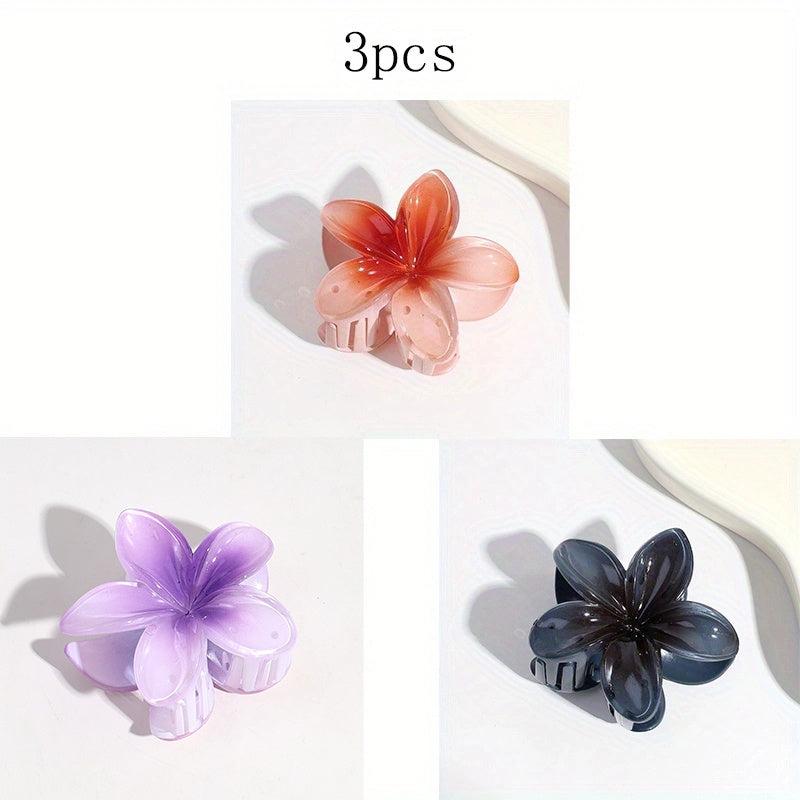 3PCS Flower Gradient Hair Claw Ponytail Holder