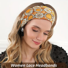 Wide Brim Lace Flower Headband for Women Girls