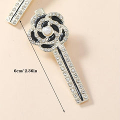2pcs Camellia Flower Rhinestone Hair Clips Barrette Hair Accessory