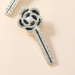 2pcs Camellia Flower Rhinestone Hair Clips Barrette Hair Accessory