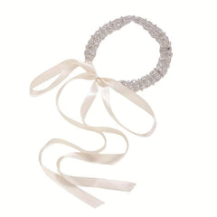 Rhinestone Headband Head Jewelry Bridal Hair Accessories With Ribbon