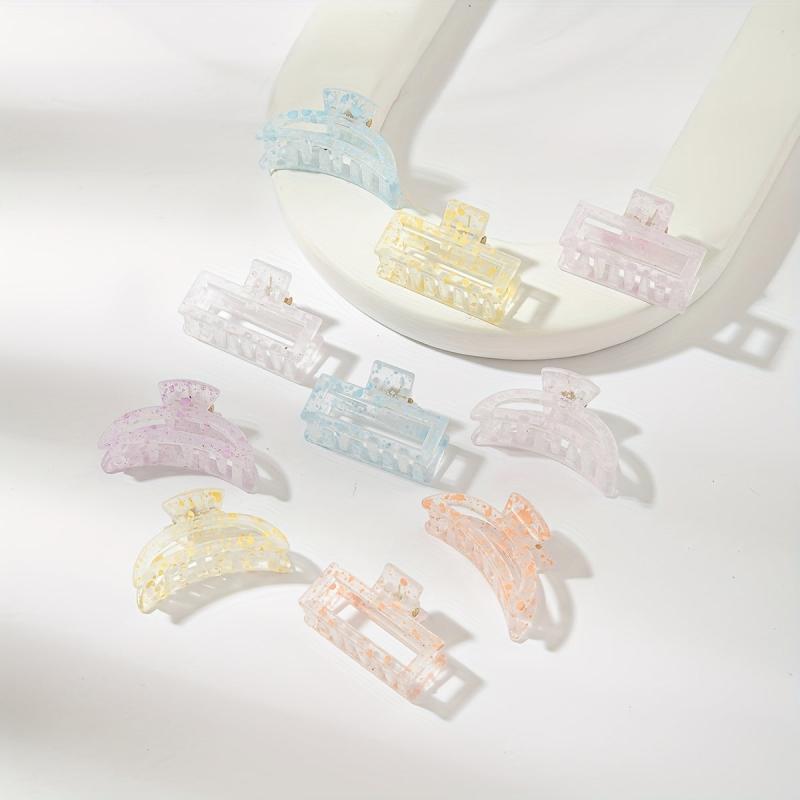 10pcs Hollow Transparent Speckle Hair Claw Non slip Shark Claw Style Hair Access