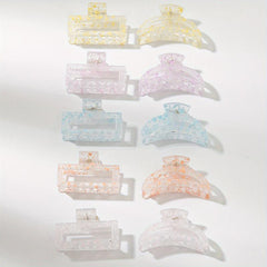 10pcs Hollow Transparent Speckle Hair Claw Non slip Shark Claw Style Hair Access