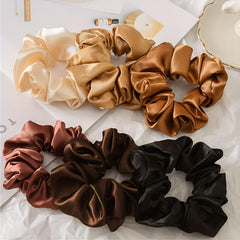 6PCS Satin Large Scrunchie Hair Ties Women Elastic Head Rope Solid Hair Accessor