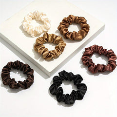6PCS Satin Large Scrunchie Hair Ties Women Elastic Head Rope Solid Hair Accessor