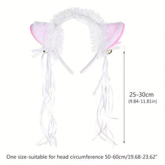 Cat Ears Headband Lace Hoop Tassel Lolita Hair Band for Cosplay Costume