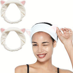 Velvet Cat Ears Headband Spa Makeup Hair Band