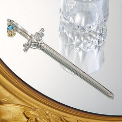 Rhinestone Sword Hair Pin Vintage Bun Holder Alloy Accessory