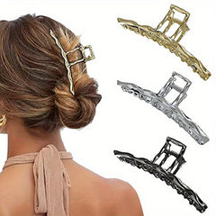 3pcs Metal Long Claw Clips Hair Clamp Nonslip Shark Clip Ponytail Holder