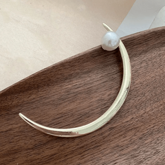Moon Shape Alloy Hairpin Faux Pearl Head Jewelry
