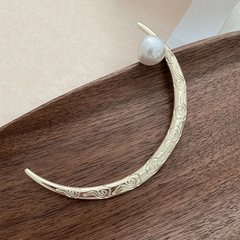 Moon Shape Alloy Hairpin Faux Pearl Head Jewelry