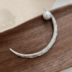 Moon Shape Alloy Hairpin Faux Pearl Head Jewelry