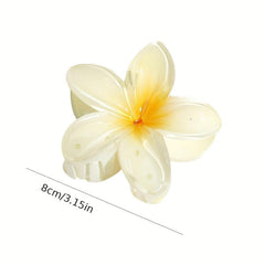 Colorful Frangipani Hair Claw Resin Glossy Ponytail Holder