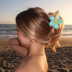 Colorful Frangipani Hair Claw Resin Glossy Ponytail Holder