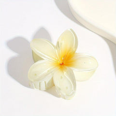Colorful Frangipani Hair Claw Resin Glossy Ponytail Holder