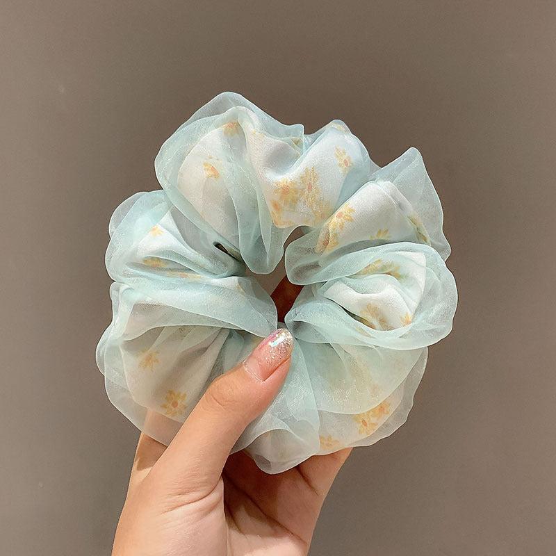 Organza Scrunchies Floral Hair Tie Sweet Ponytail Holder Hair Rope Women Girls