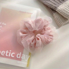 Organza Scrunchies Floral Hair Tie Sweet Ponytail Holder Hair Rope Women Girls