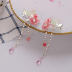 Vintage Flower Leaf Tassel Hairpin Chinese Style Hairclip Barrette