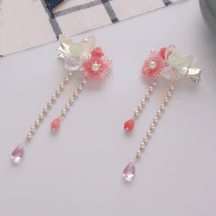 Vintage Flower Leaf Tassel Hairpin Chinese Style Hairclip Barrette