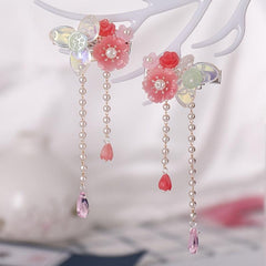 Vintage Flower Leaf Tassel Hairpin Chinese Style Hairclip Barrette