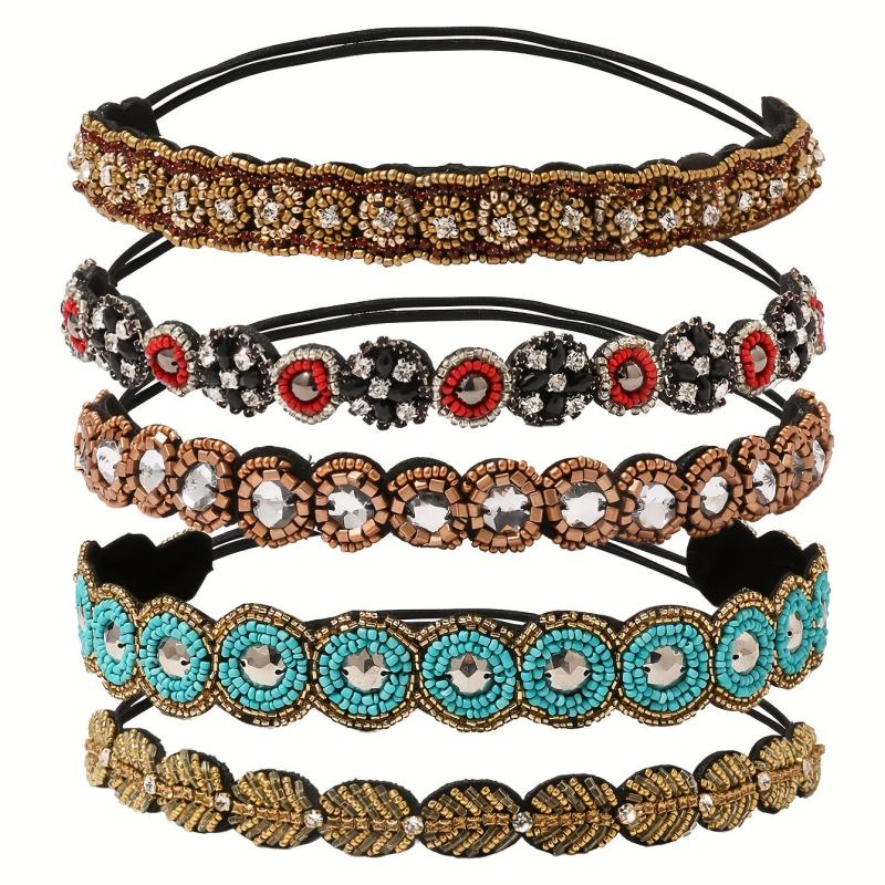 Bohemian Beaded Nail Beads Hand Sewing Beads Rhinestone Hairband