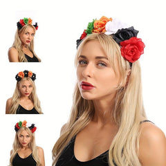 Halloween Devil Skull Flower Headband for Costume Party