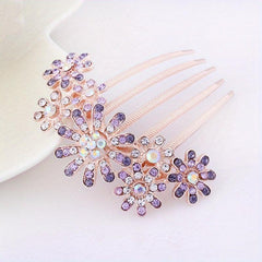 Faux Pearl Flower Hair Comb Rhinestone Hair Comb Head Jewelry
