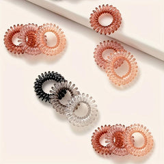 10pcs Transparent Spiral Hair Tie Gradient Hair Rope Elastic Ponytail Holder