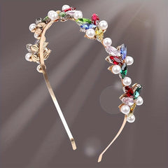 Glitter Rhinestone Faux Pearl Headband for Women Girls