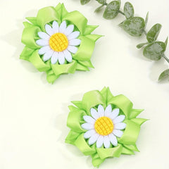 2pcs Daisy Hair Clips for Baby Girls - Flower Duck Billed Clips for Toddler