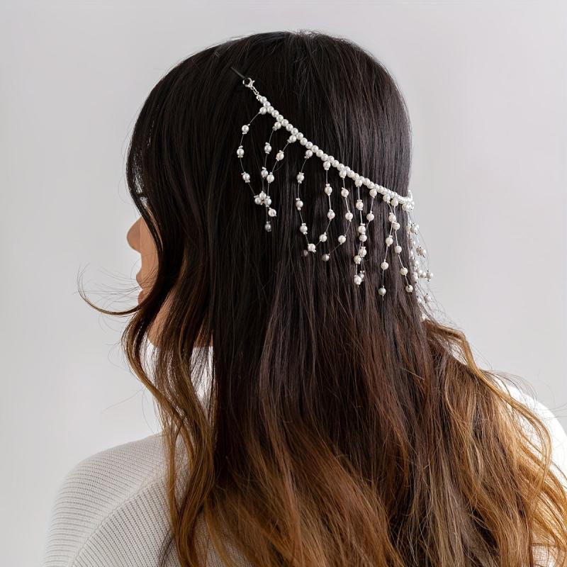 Faux Pearl Beaded Head Piece Head Jewelry Bridal Wedding Hair Accessories