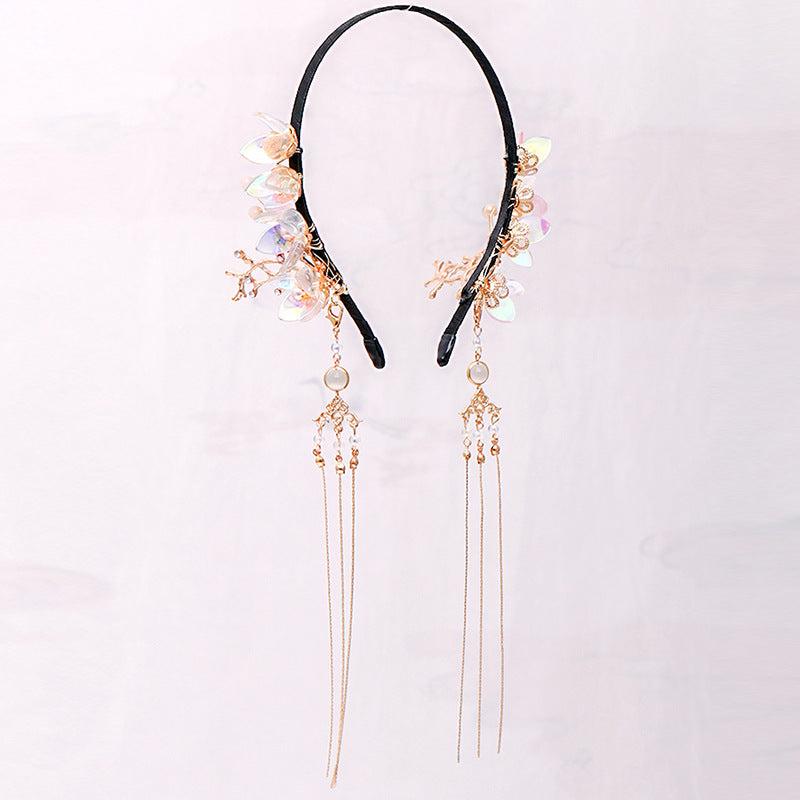 Vintage Chinese Style Hanfu Hairband with Flower Tassel